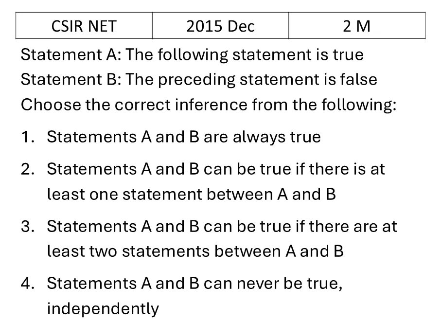 CSIR NET 2015 Dec Reasoning previous year question CSIR_2015_Dec_Q13