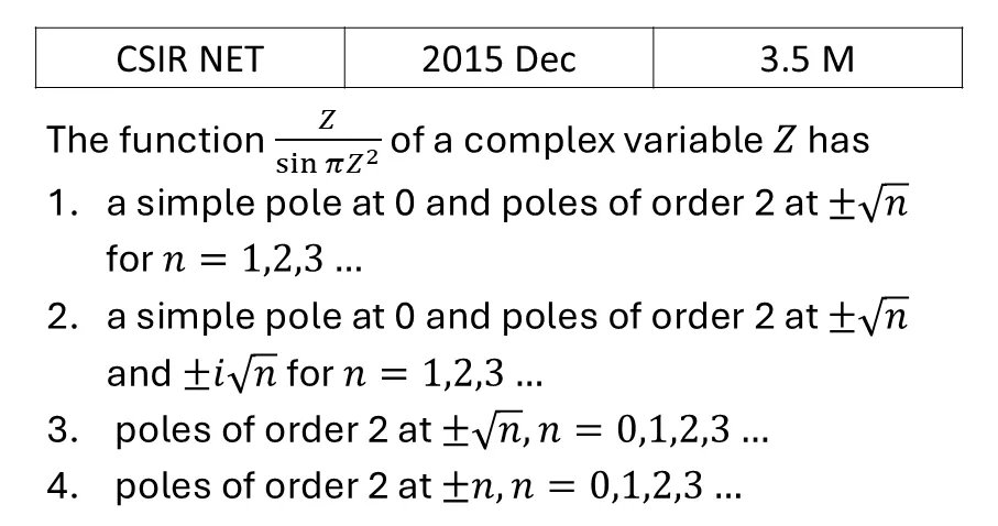 CSIR NET 2015 Dec Complex Analysis previous year question CSIR_2015_Dec_Q23