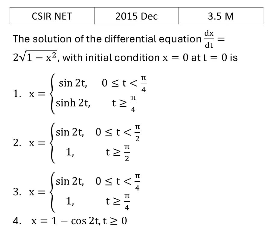 CSIR NET 2015 Dec Ordinary Differential Equations previous year question CSIR_2015_Dec_Q25