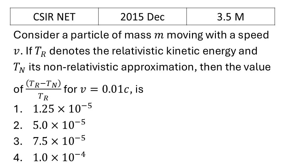 CSIR NET 2015 Dec Special theory of relativity previous year question CSIR_2015_Dec_Q29
