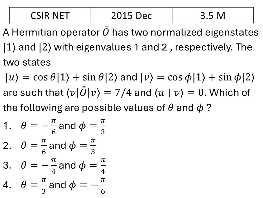 CSIR NET 2015 Dec Basic Quantum Mechanics previous year question CSIR_2015_Dec_Q34