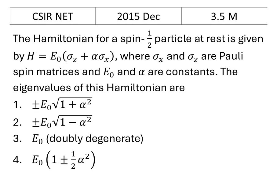 CSIR NET 2015 Dec Spin Angular momentum previous year question CSIR_2015_Dec_Q37