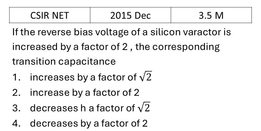 CSIR NET 2015 Dec Diodes previous year question CSIR_2015_Dec_Q42