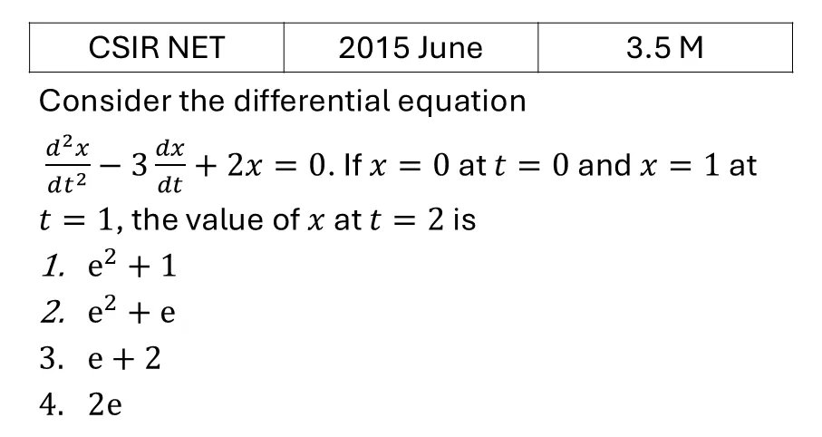 CSIR NET 2015 June Ordinary Differential Equations previous year question CSIR_2015_June_Q23