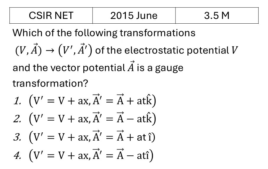 CSIR NET 2015 June Potential Formulation previous year question CSIR_2015_June_Q33