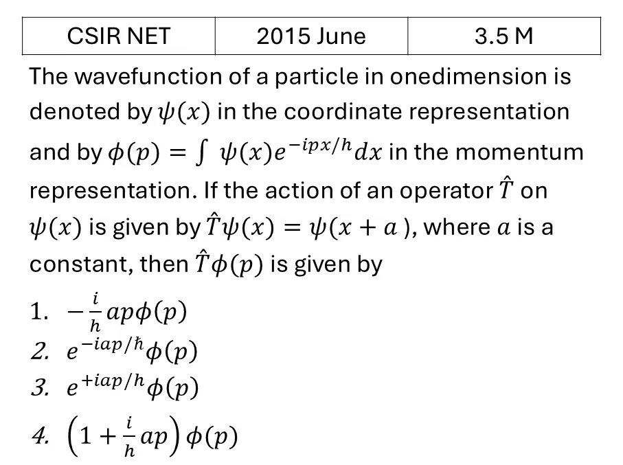 CSIR NET 2015 June Basic Quantum Mechanics previous year question CSIR_2015_June_Q35