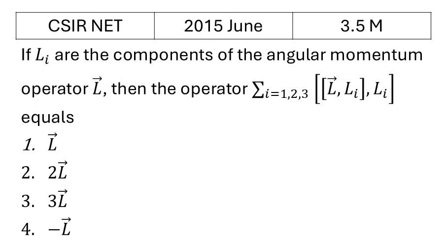 CSIR NET 2015 June Orbital angular Momentum and Hydrogen atom previous year question CSIR_2015_June_Q36
