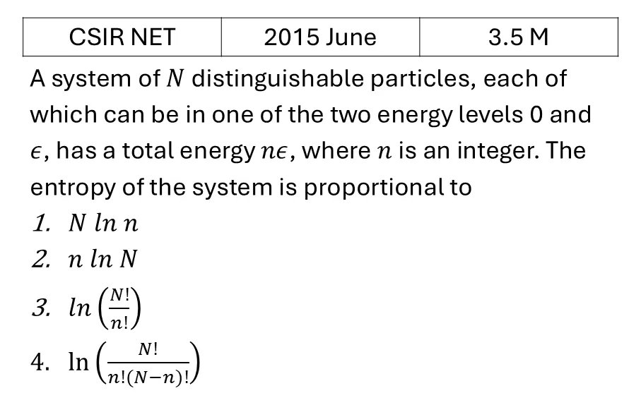 CSIR NET 2015 June Microcanonical Ensemble previous year question CSIR_2015_June_Q38