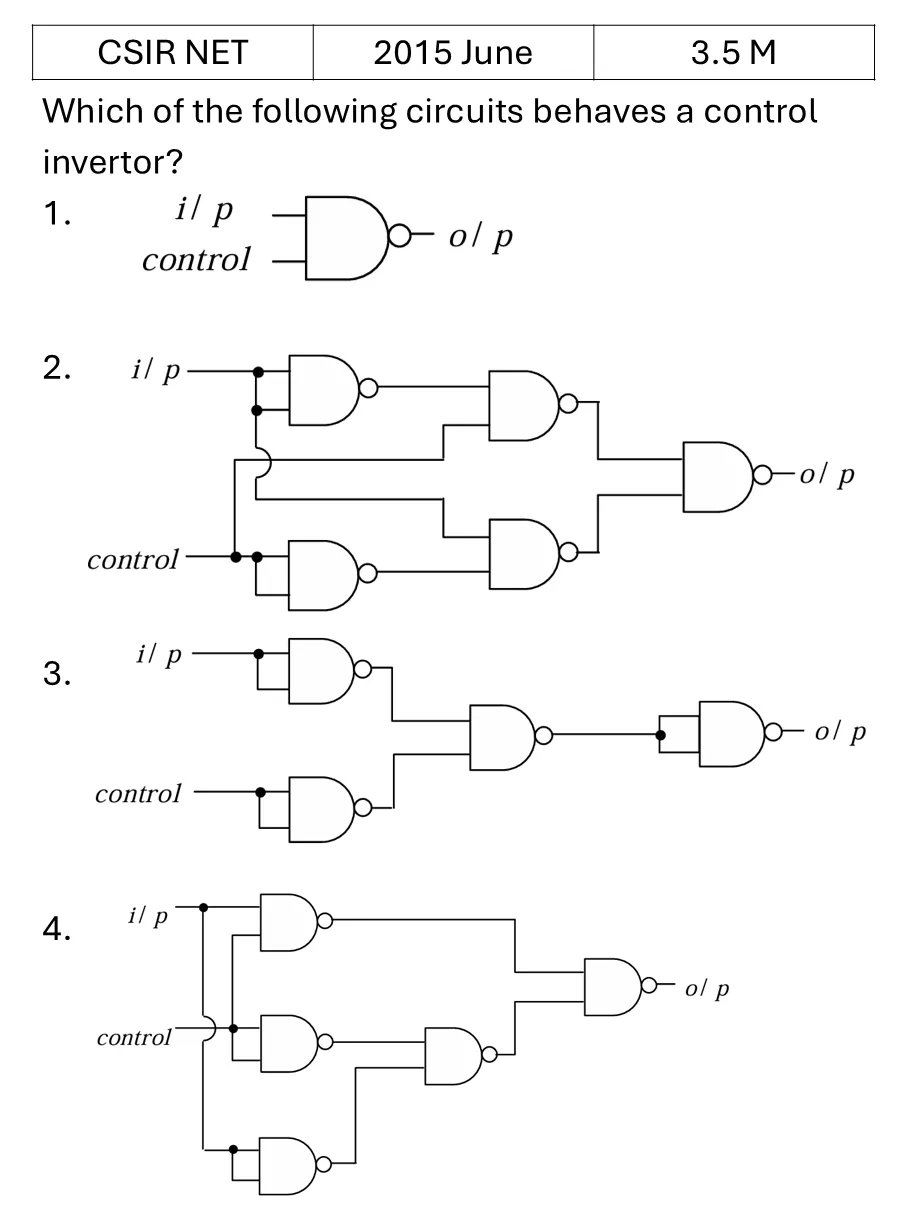 CSIR NET 2015 June Digital Electronics previous year question CSIR_2015_June_Q44
