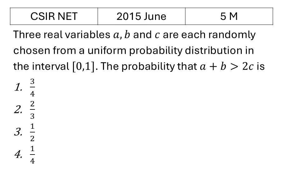 CSIR NET 2015 June Probability previous year question CSIR_2015_June_Q46