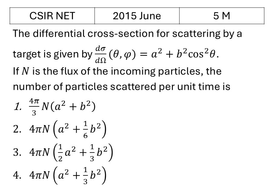 CSIR NET 2015 June Scattering theory previous year question CSIR_2015_June_Q51
