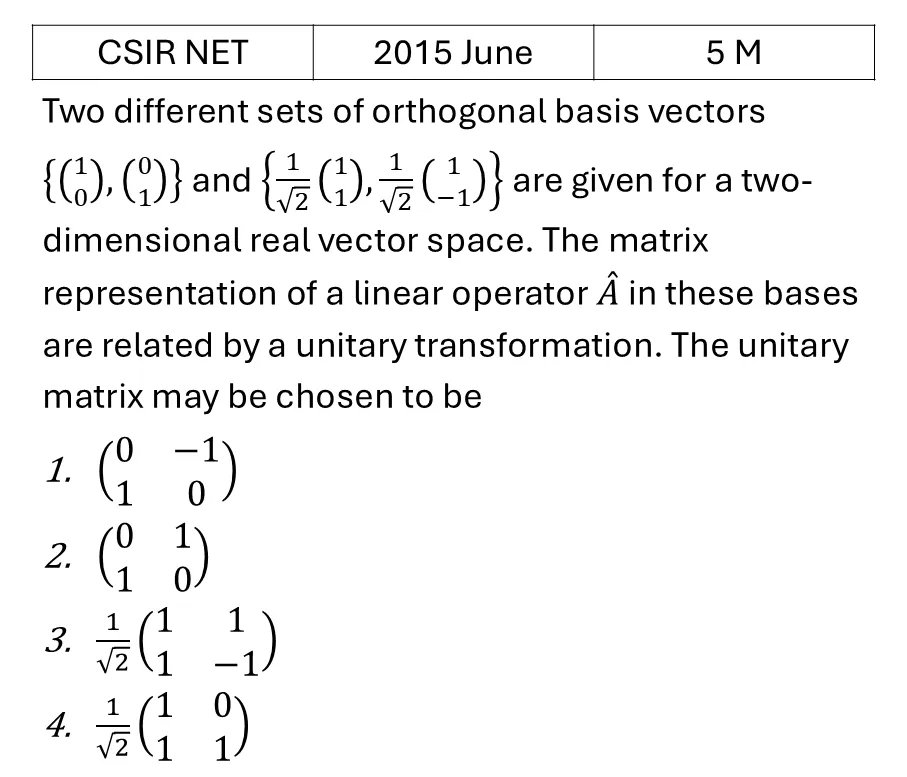 CSIR NET 2015 June Basic Quantum Mechanics previous year question CSIR_2015_June_Q60