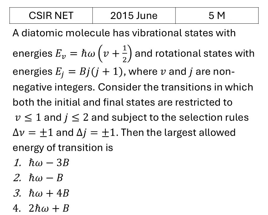 CSIR NET 2015 June Molecular Physics previous year question CSIR_2015_June_Q70