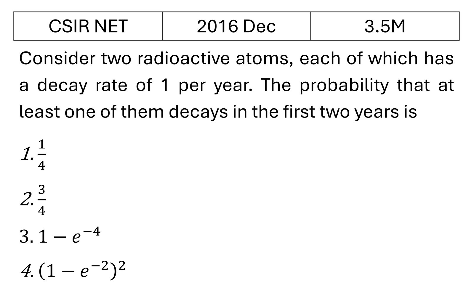 CSIR NET 2016 Dec Probability previous year question CSIR_2016_Dec_Q21