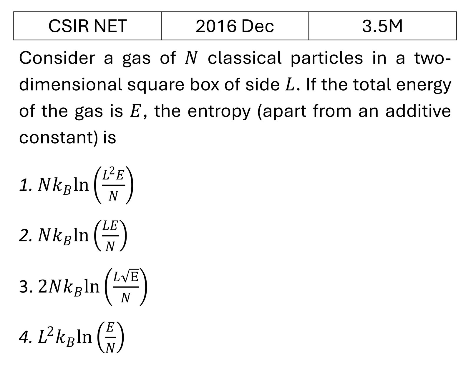 CSIR NET 2016 Dec Microcanonical Ensemble previous year question CSIR_2016_Dec_Q38