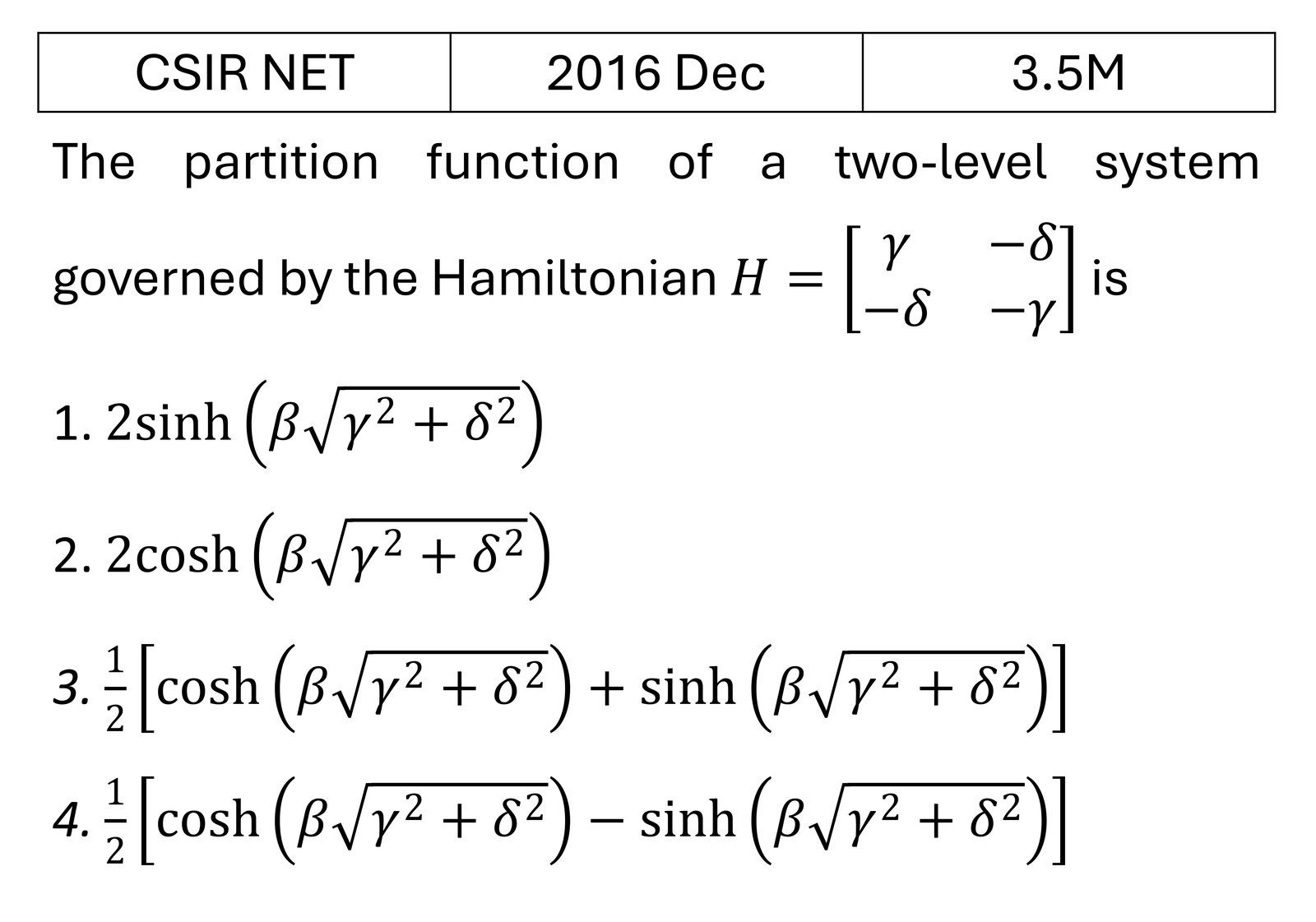 CSIR NET 2016 Dec Canonical Ensemble previous year question CSIR_2016_Dec_Q40