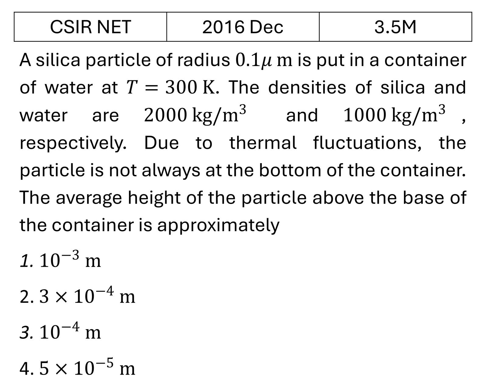 CSIR NET 2016 Dec Kinetic theory of gases previous year question CSIR_2016_Dec_Q41