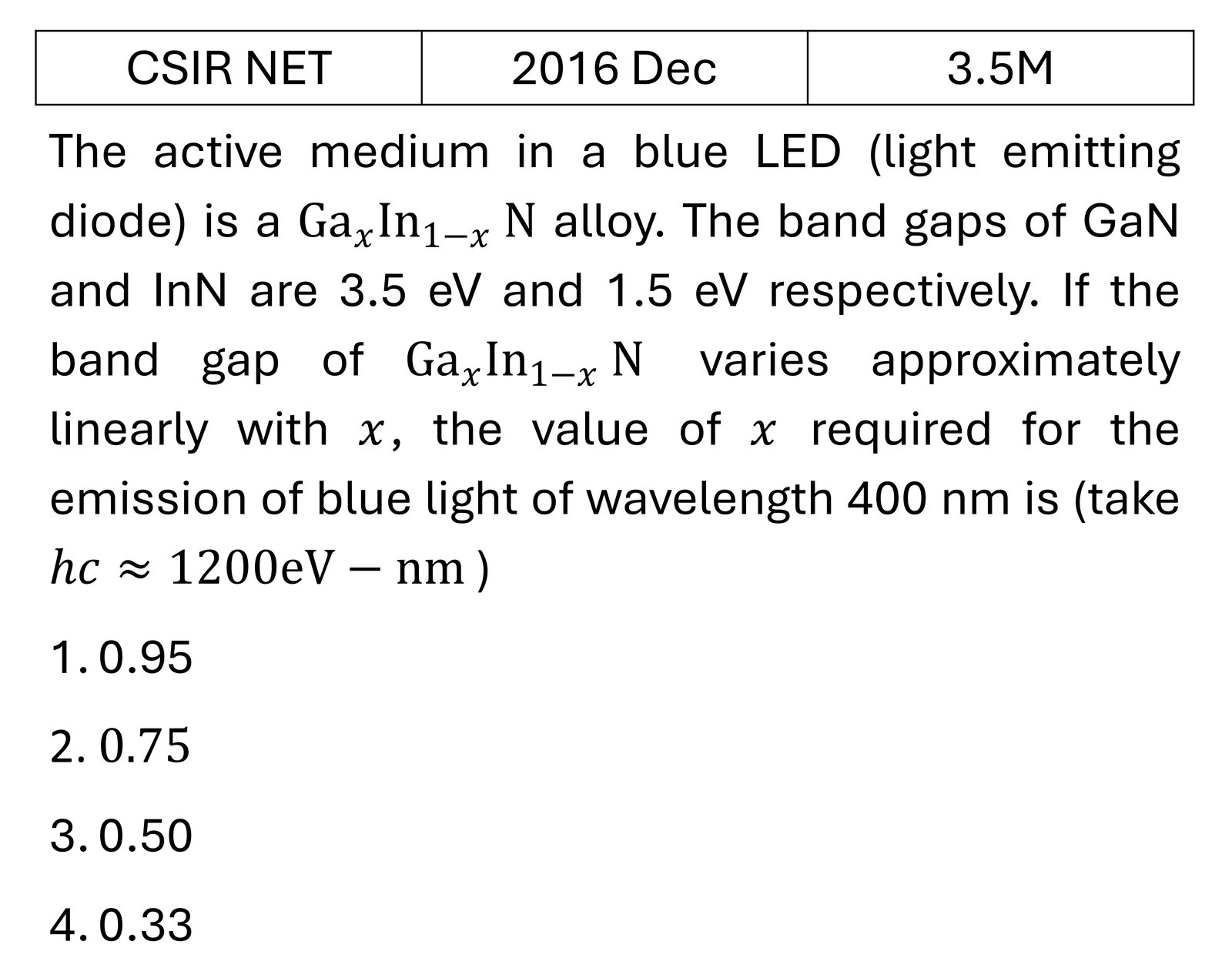CSIR NET 2016 Dec Diodes previous year question CSIR_2016_Dec_Q45