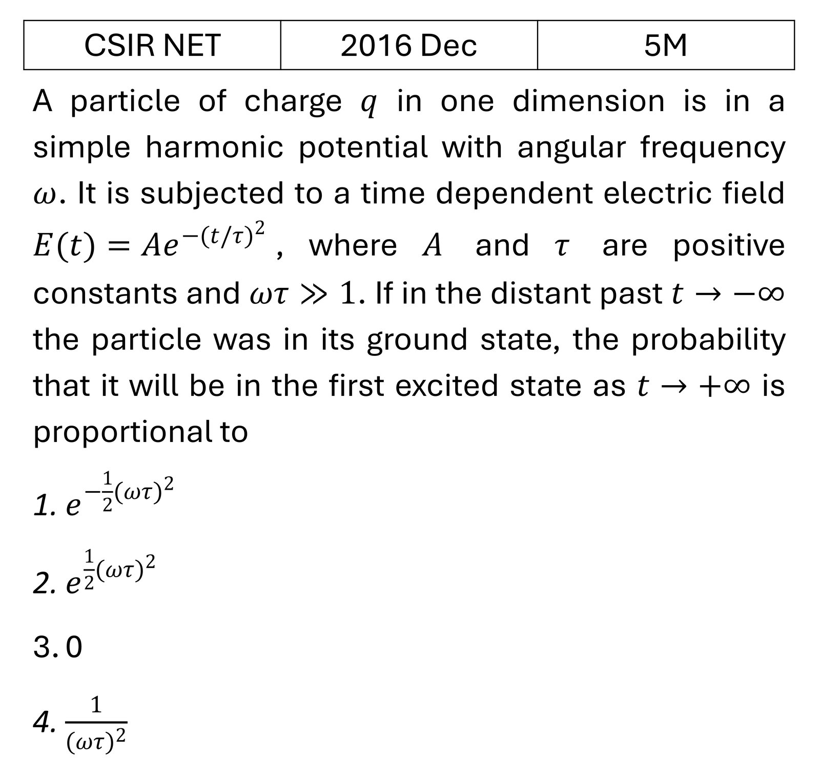 CSIR NET 2016 Dec Pertubation theory previous year question CSIR_2016_Dec_Q60