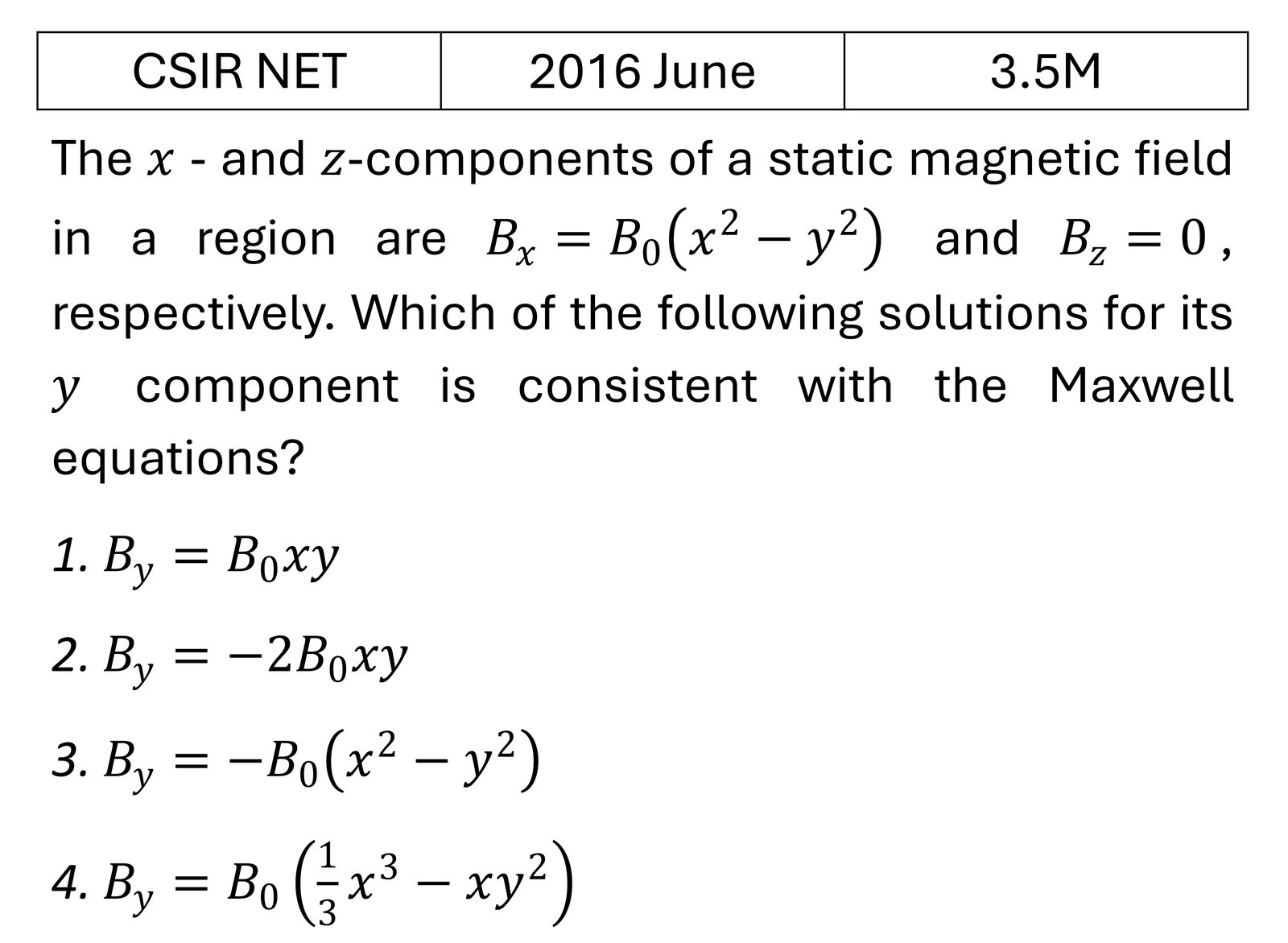 CSIR NET 2016 June EM Waves previous year question CSIR_2016_June_Q32