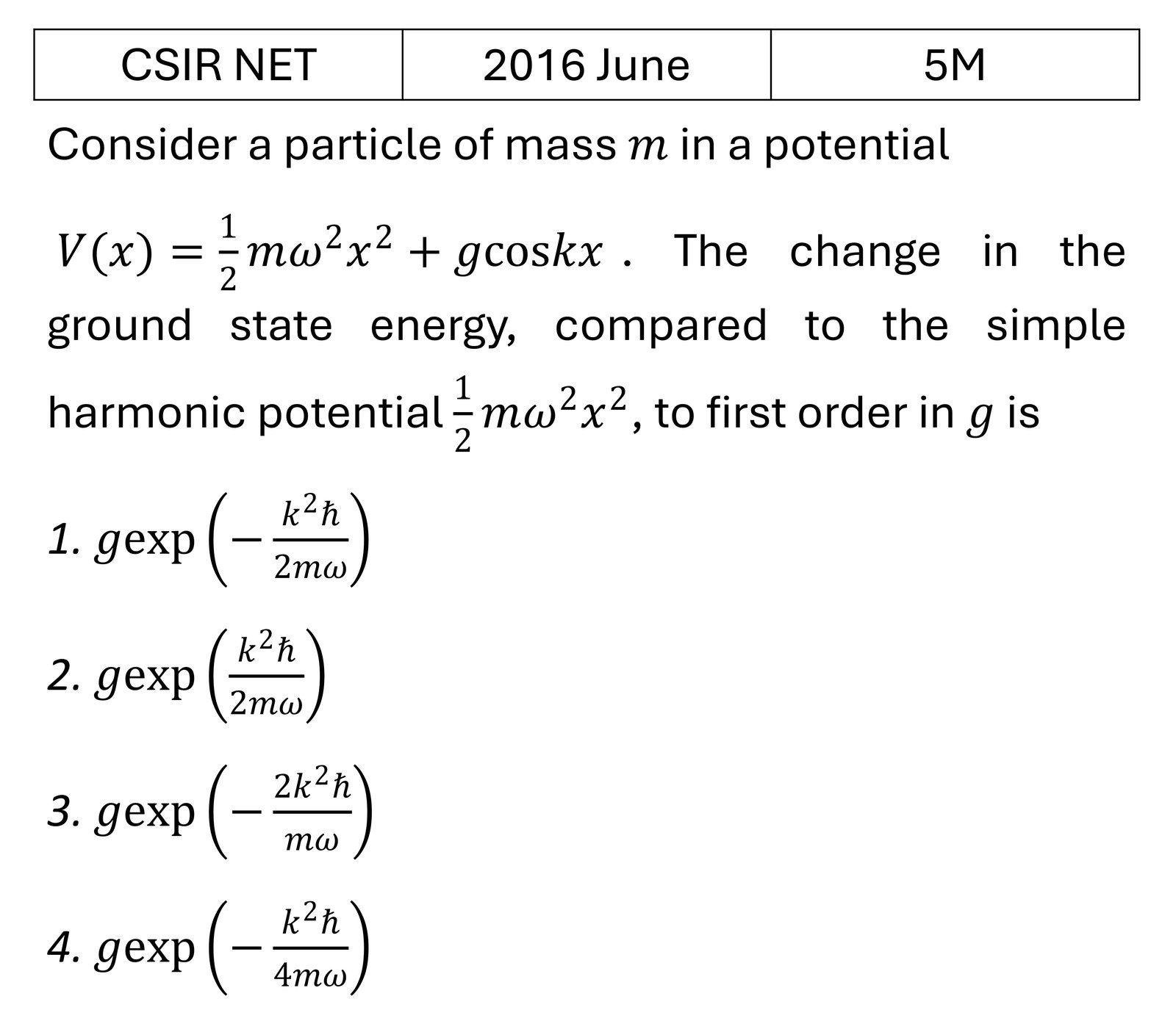 CSIR NET 2016 June Pertubation theory previous year question CSIR_2016_June_Q57
