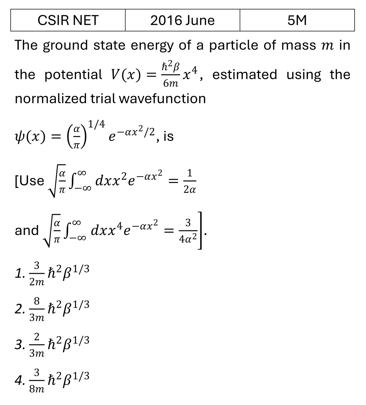 CSIR NET 2016 June Variational Principle previous year question CSIR_2016_June_Q60