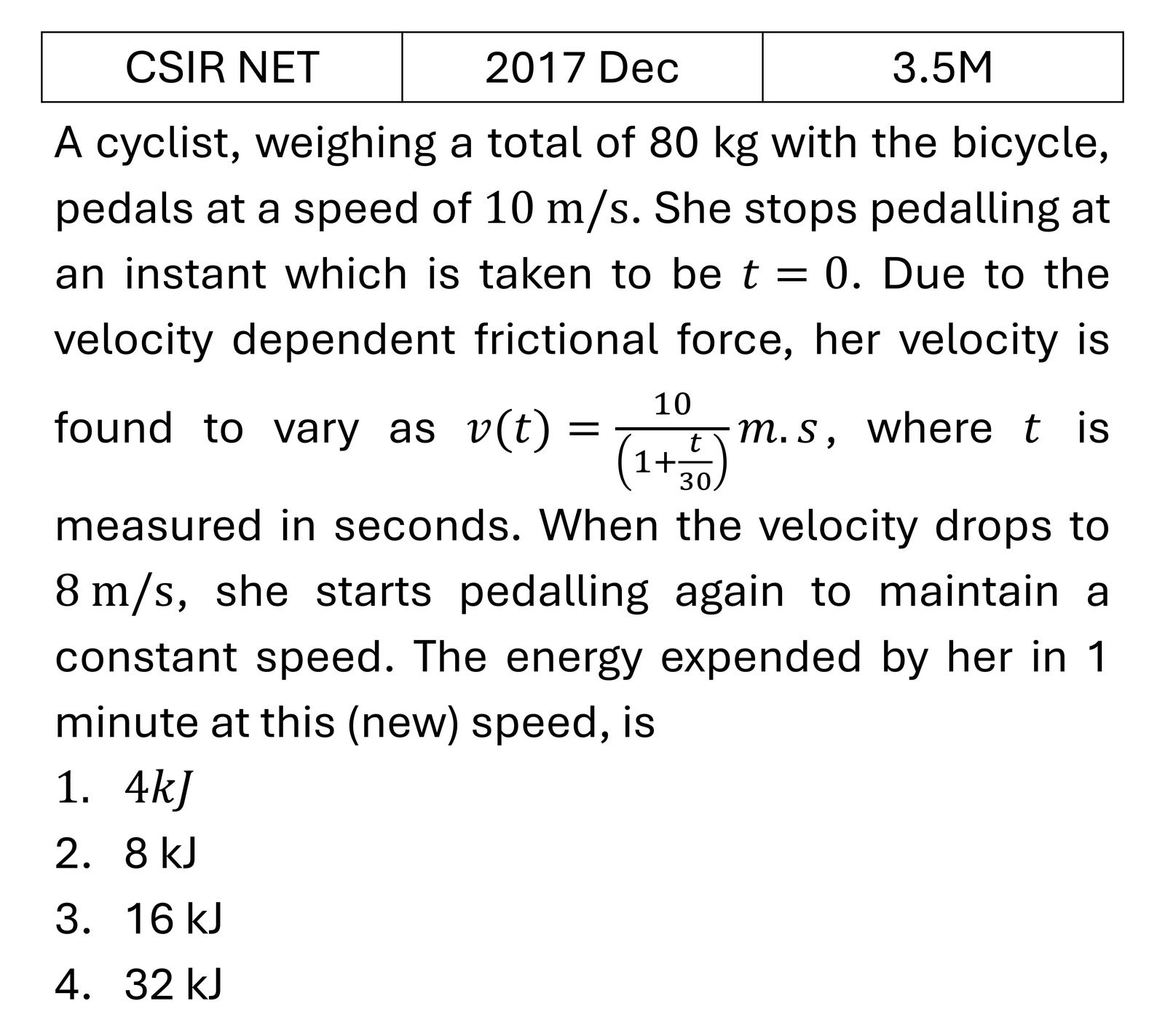 CSIR NET 2017 Dec Basic Mechanics previous year question CSIR_2017_Dec_Q27