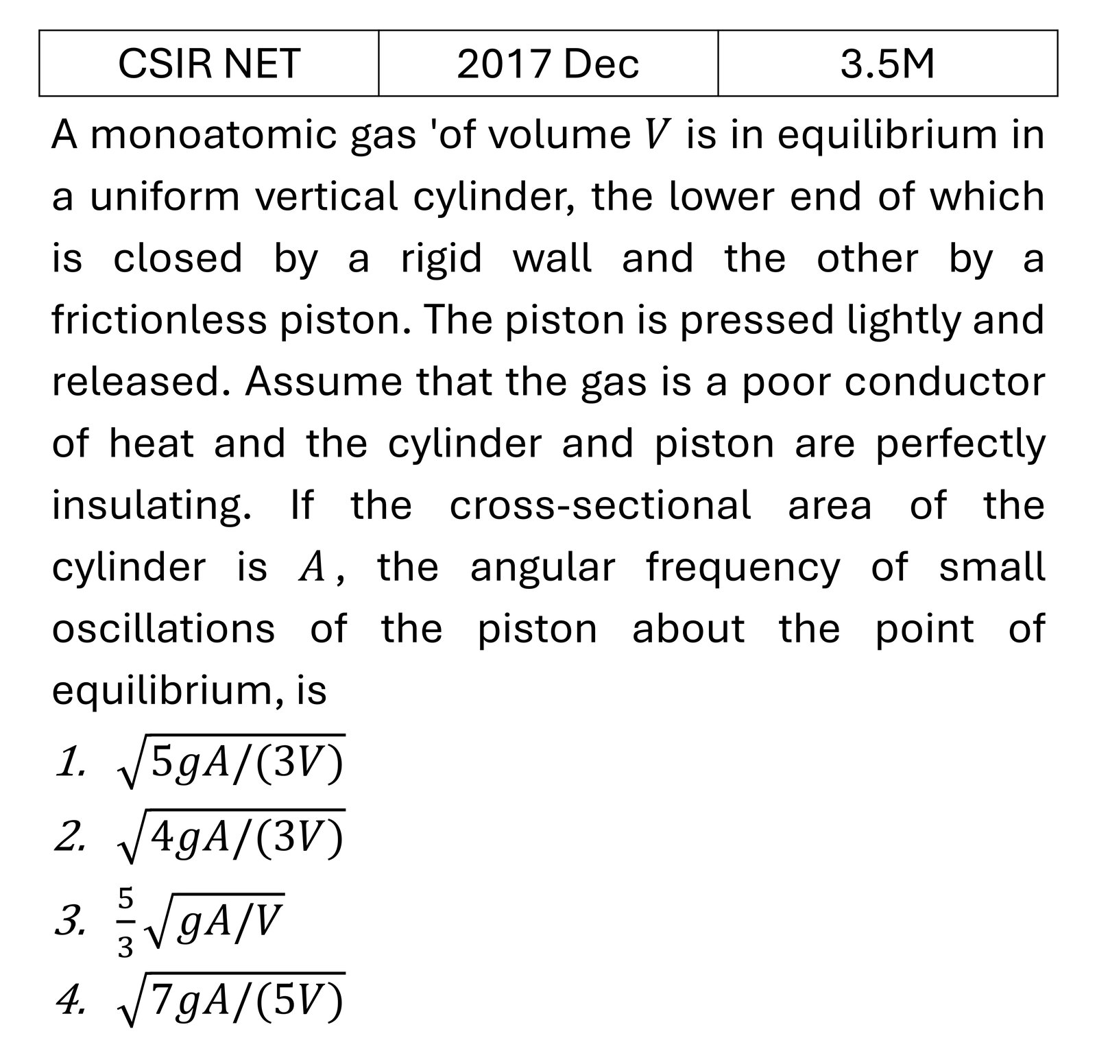 CSIR NET 2017 Dec Oscillations previous year question CSIR_2017_Dec_Q29