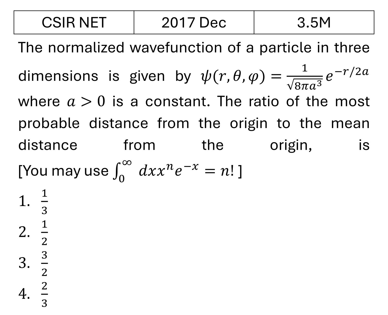 CSIR NET 2017 Dec Orbital angular Momentum and Hydrogen atom previous year question CSIR_2017_Dec_Q30