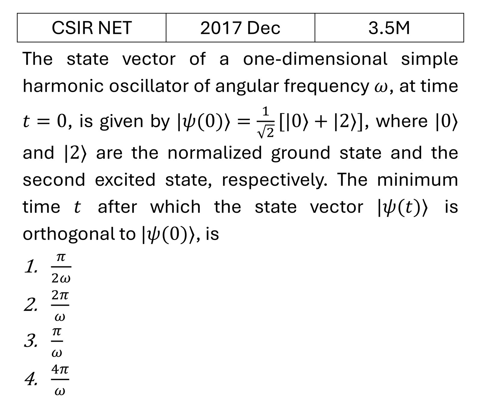 CSIR NET 2017 Dec Basic Quantum Mechanics previous year question CSIR_2017_Dec_Q31