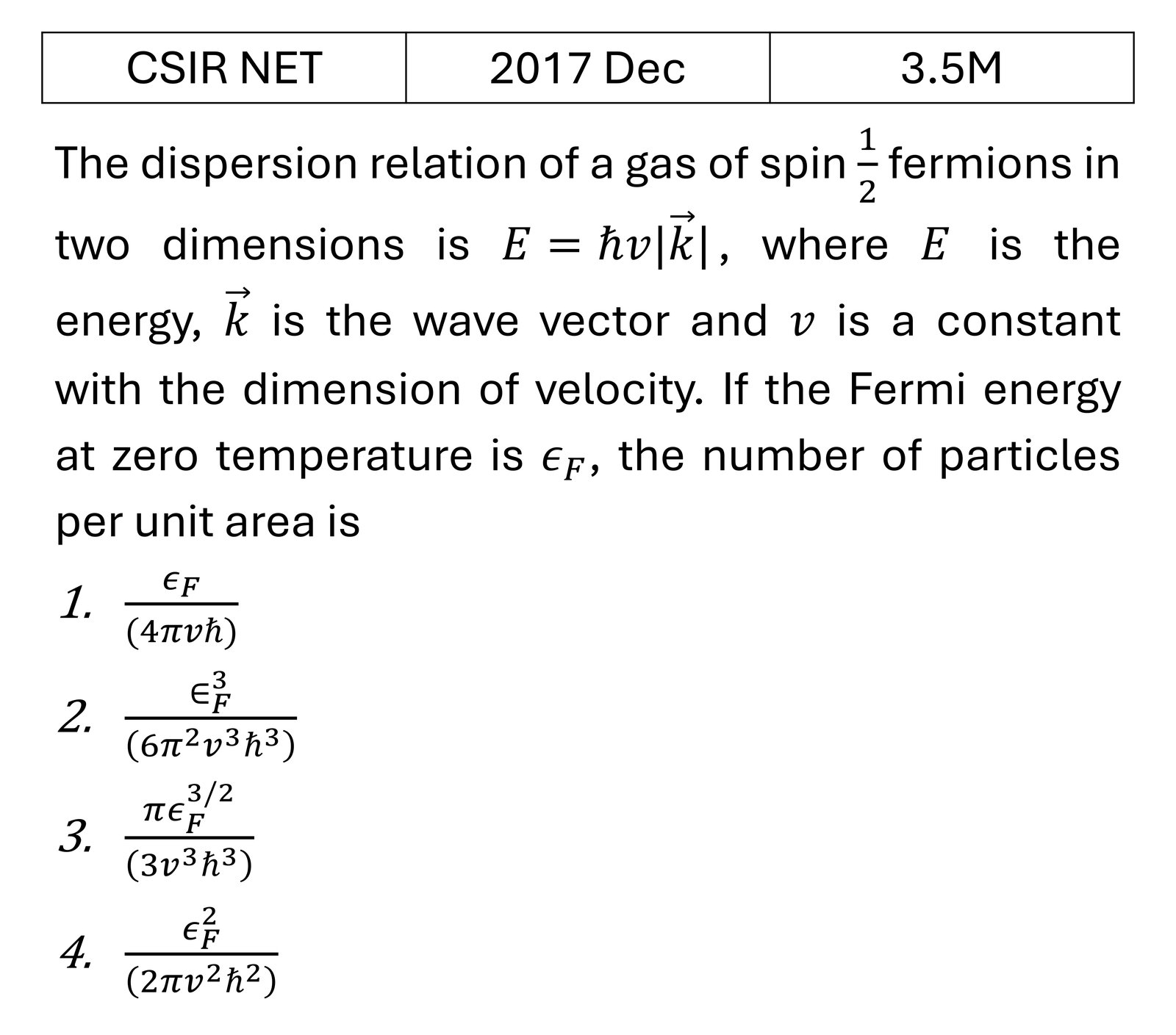 CSIR NET 2017 Dec Quantum Statistical Mechanics previous year question CSIR_2017_Dec_Q38