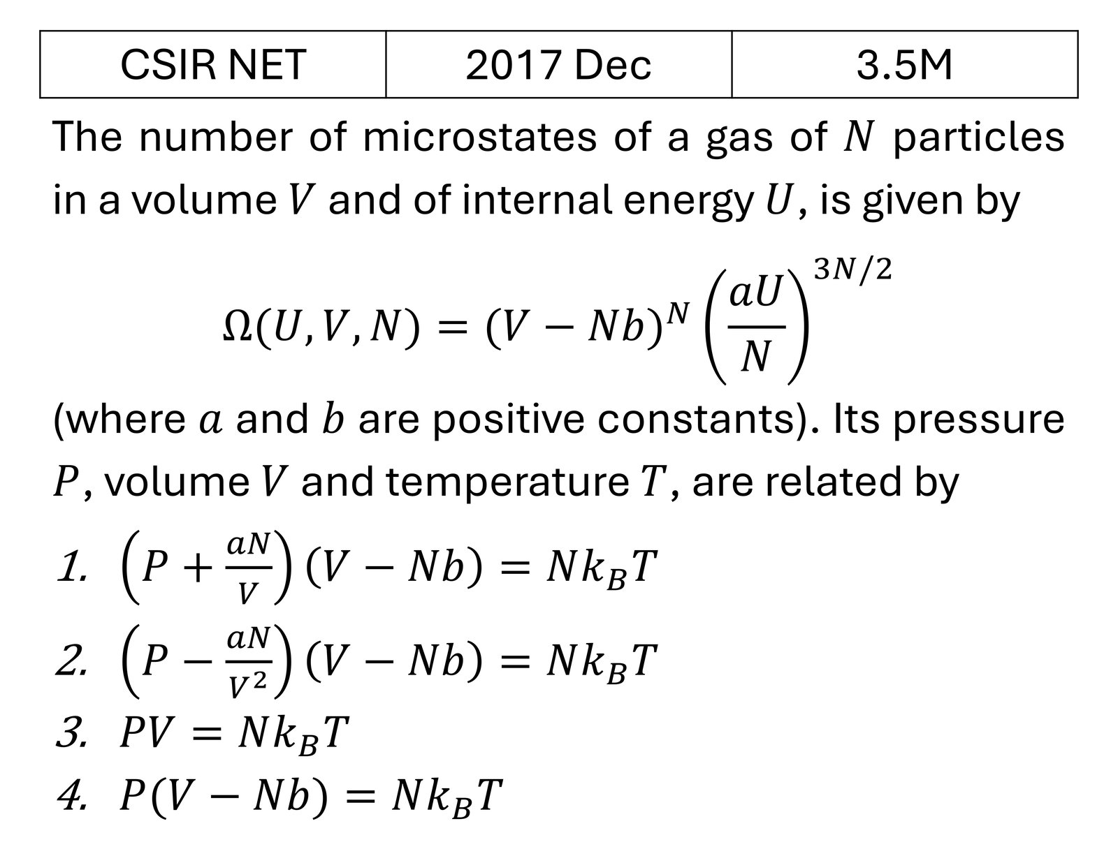 CSIR NET 2017 Dec Microcanonical Ensemble previous year question CSIR_2017_Dec_Q40