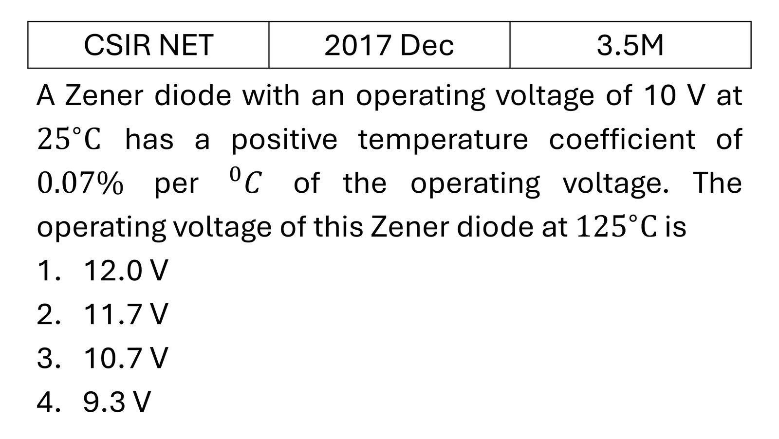 CSIR NET 2017 Dec Diodes previous year question CSIR_2017_Dec_Q45