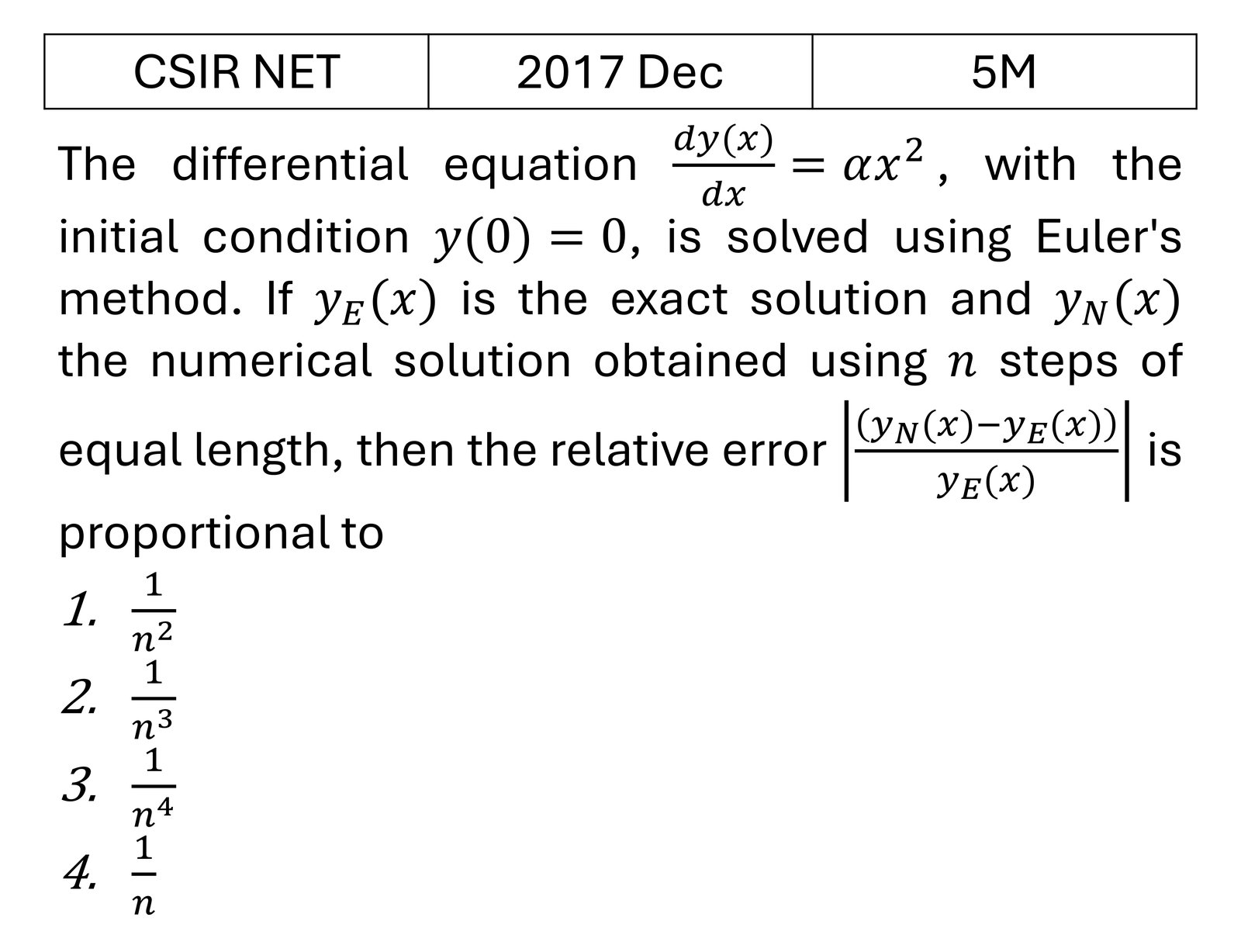 CSIR NET 2017 Dec Numerical Methods previous year question CSIR_2017_Dec_Q47