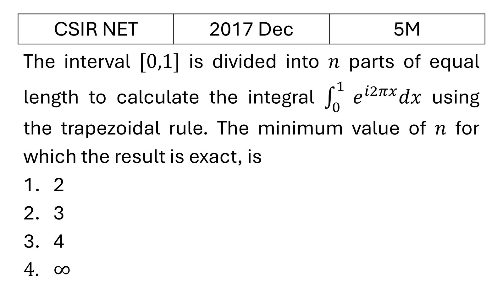 CSIR NET 2017 Dec Numerical Methods previous year question CSIR_2017_Dec_Q48