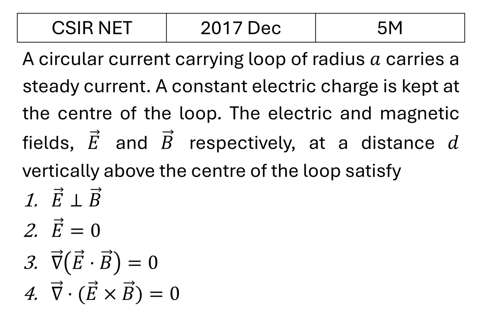 CSIR NET 2017 Dec Electrodynamics previous year question CSIR_2017_Dec_Q55