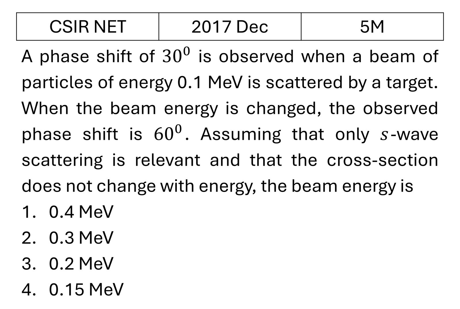 CSIR NET 2017 Dec Scattering theory previous year question CSIR_2017_Dec_Q56