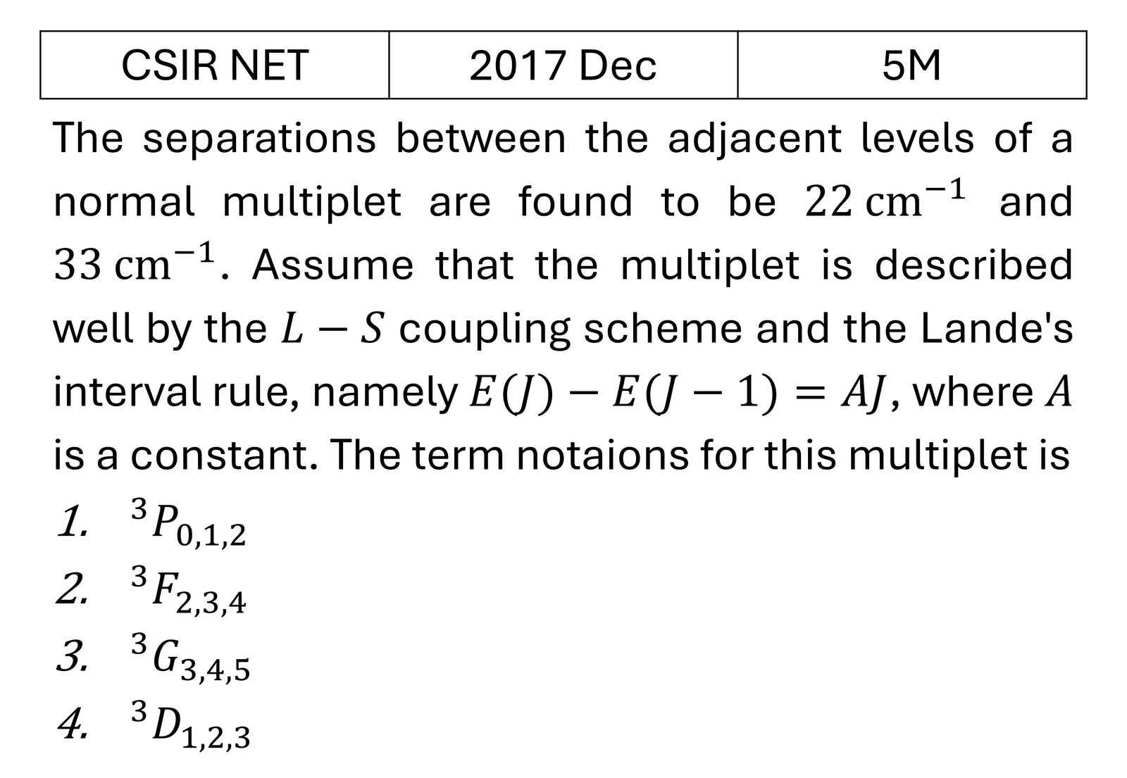 CSIR NET 2017 Dec LS, JJ and other interactions previous year question CSIR_2017_Dec_Q68