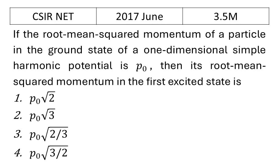 CSIR NET 2017 June Quantum Harmonic Oscillator previous year question CSIR_2017_June_Q30