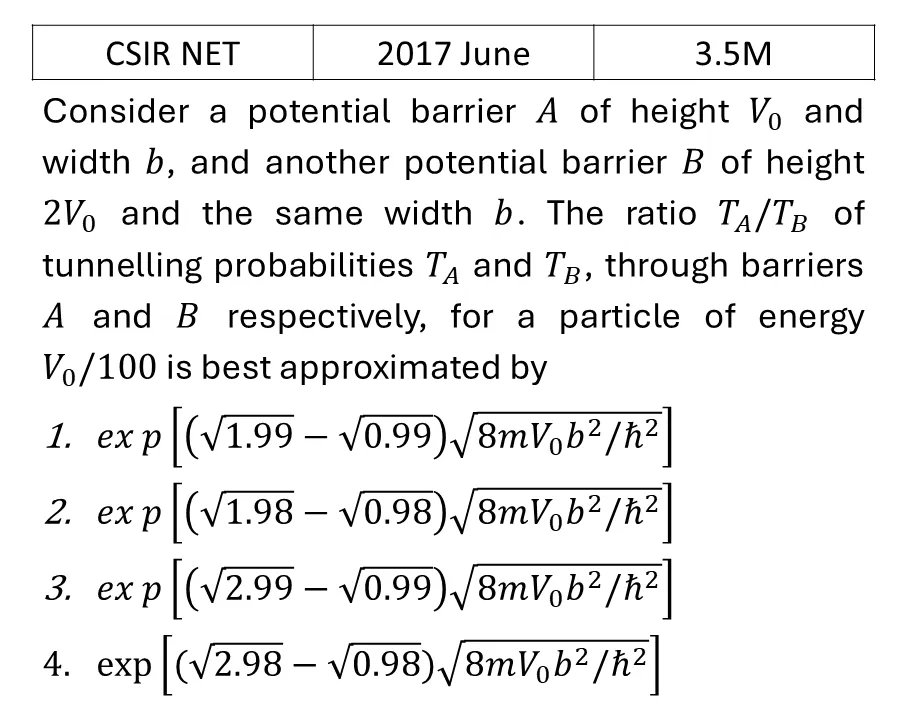 CSIR NET 2017 June Potential Well previous year question CSIR_2017_June_Q31
