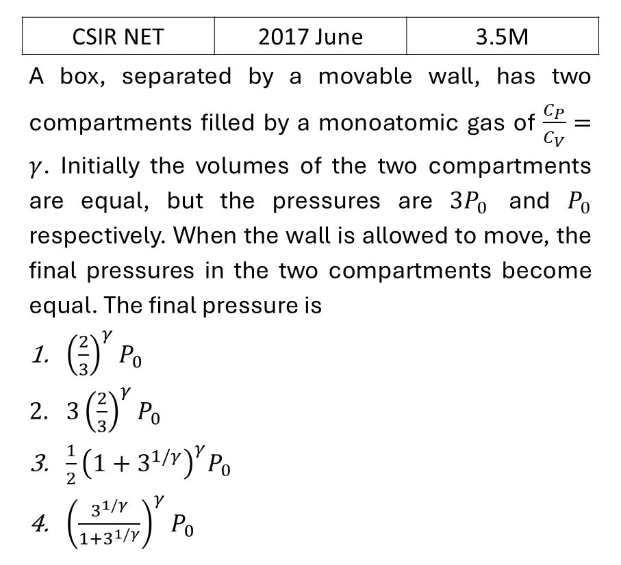 CSIR NET 2017 June Laws of thermodynamics previous year question CSIR_2017_June_Q39