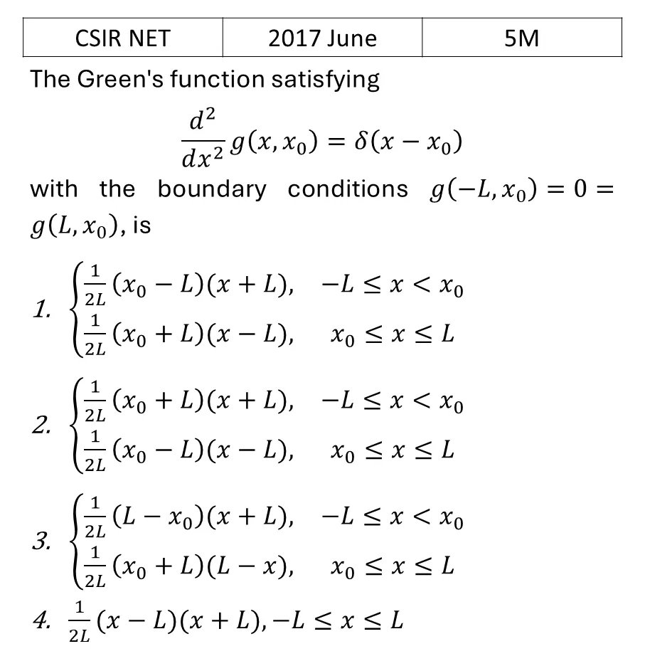 CSIR NET 2017 June Green Function previous year question CSIR_2017_June_Q46