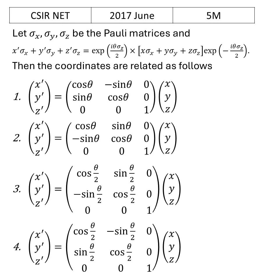 CSIR NET 2017 June Matrices and Linear Algebra previous year question CSIR_2017_June_Q47