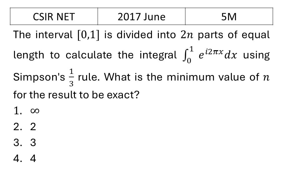 CSIR NET 2017 June Numerical Methods previous year question CSIR_2017_June_Q48