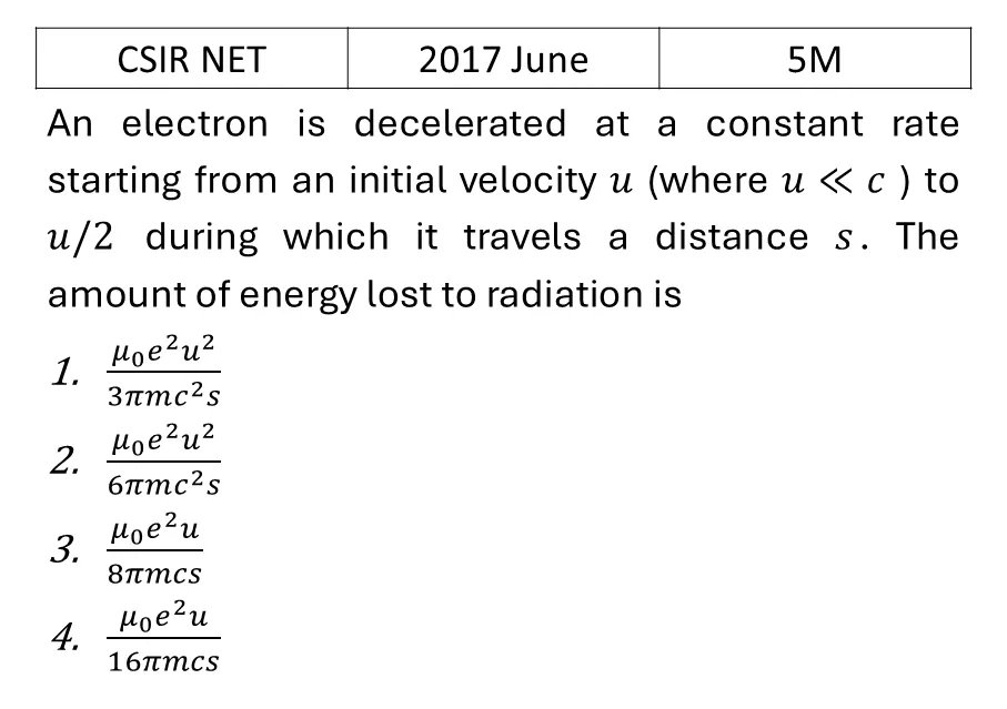 CSIR NET 2017 June Radiations previous year question CSIR_2017_June_Q53