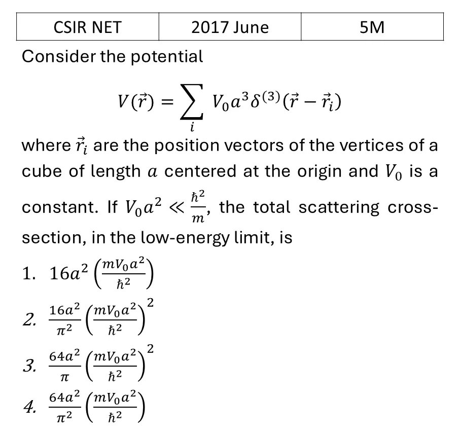 CSIR NET 2017 June Scattering theory previous year question CSIR_2017_June_Q56