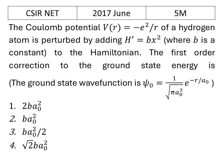 CSIR NET 2017 June Pertubation theory previous year question CSIR_2017_June_Q57