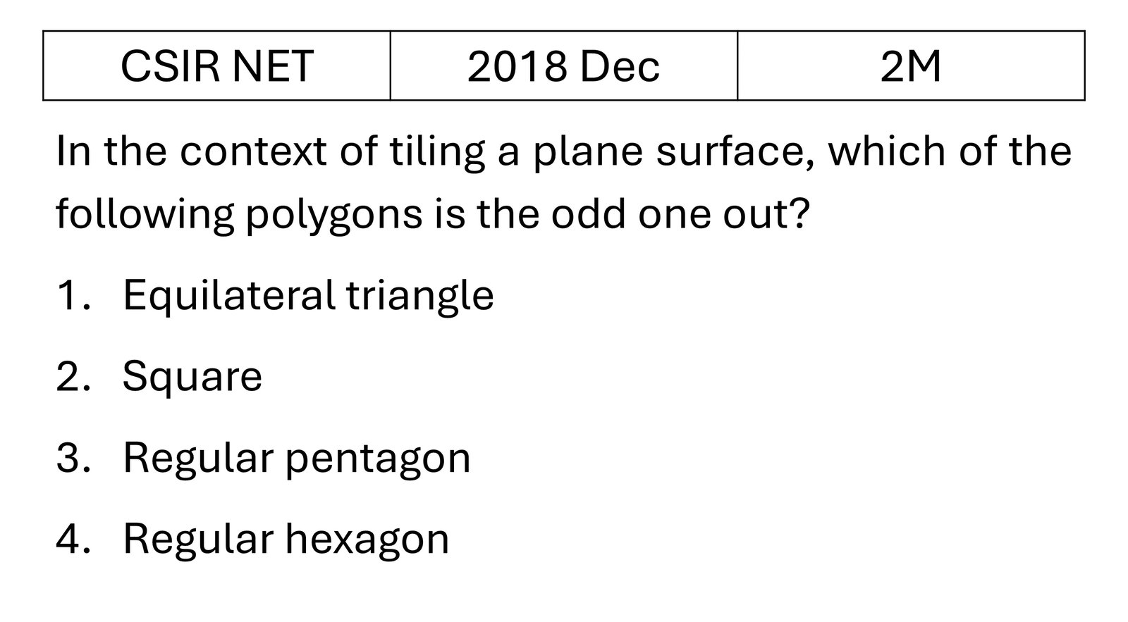 CSIR NET 2018 Dec Reasoning previous year question CSIR_2018_Dec_Q13