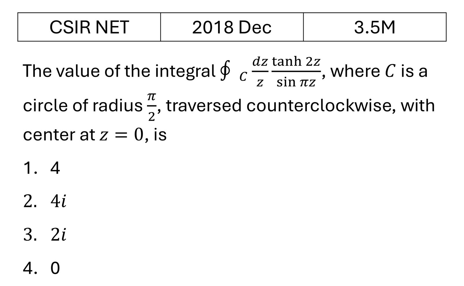 CSIR NET 2018 Dec Complex Analysis previous year question CSIR_2018_Dec_Q23