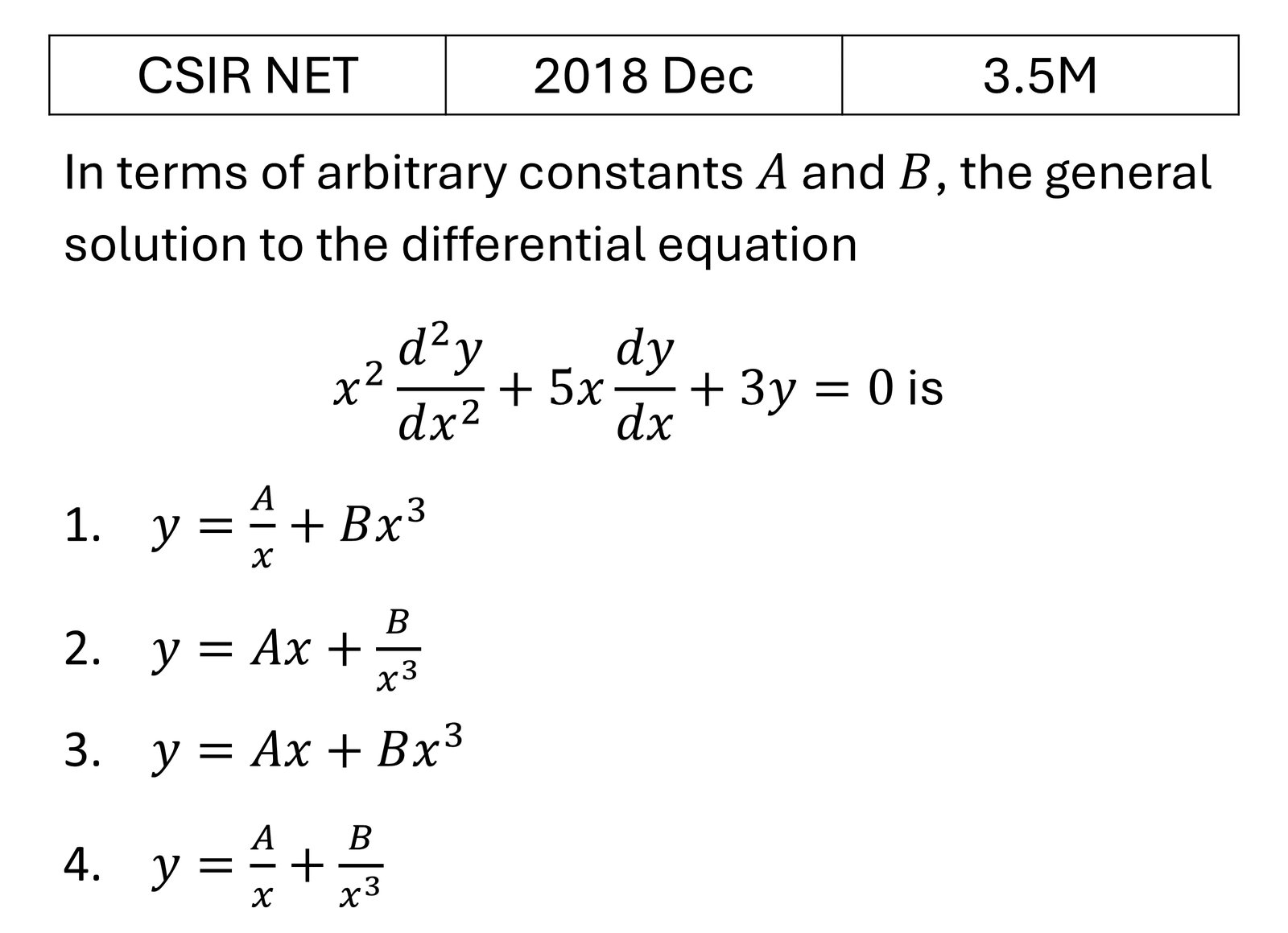 CSIR NET 2018 Dec Ordinary Differential Equations previous year question CSIR_2018_Dec_Q26